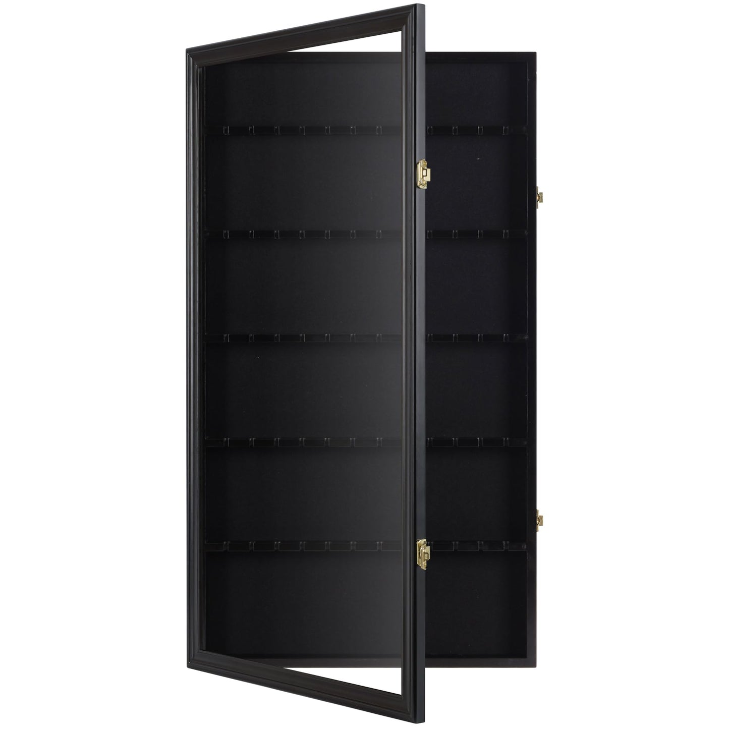 DisplayGifts 60 Souvenir Spoon Tea Spoon Display Case Rack Holder Wall Cabinet Collection Frame with UV Protection, Lockable Door (Cherry Finish)