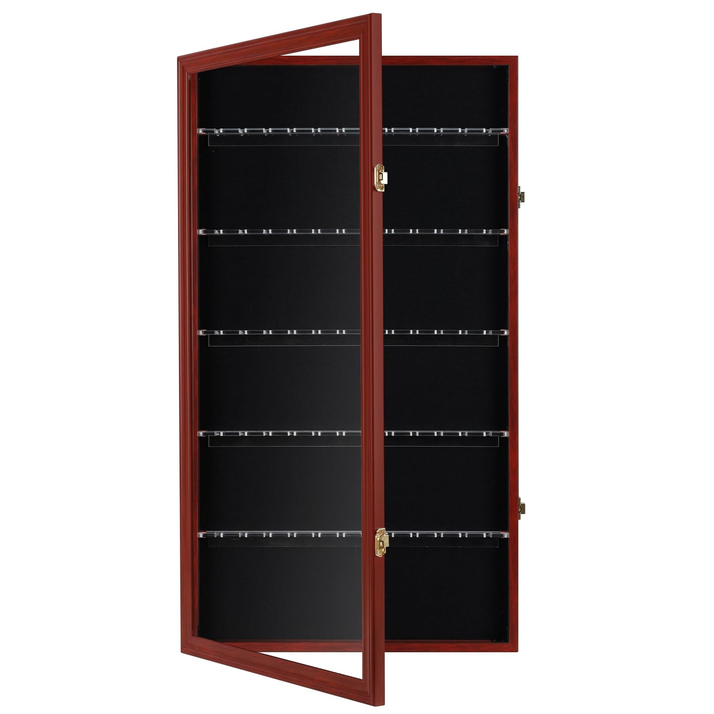 DisplayGifts 60 Souvenir Spoon Tea Spoon Display Case Rack Holder Wall Cabinet Collection Frame with UV Protection, Lockable Door (Cherry Finish)