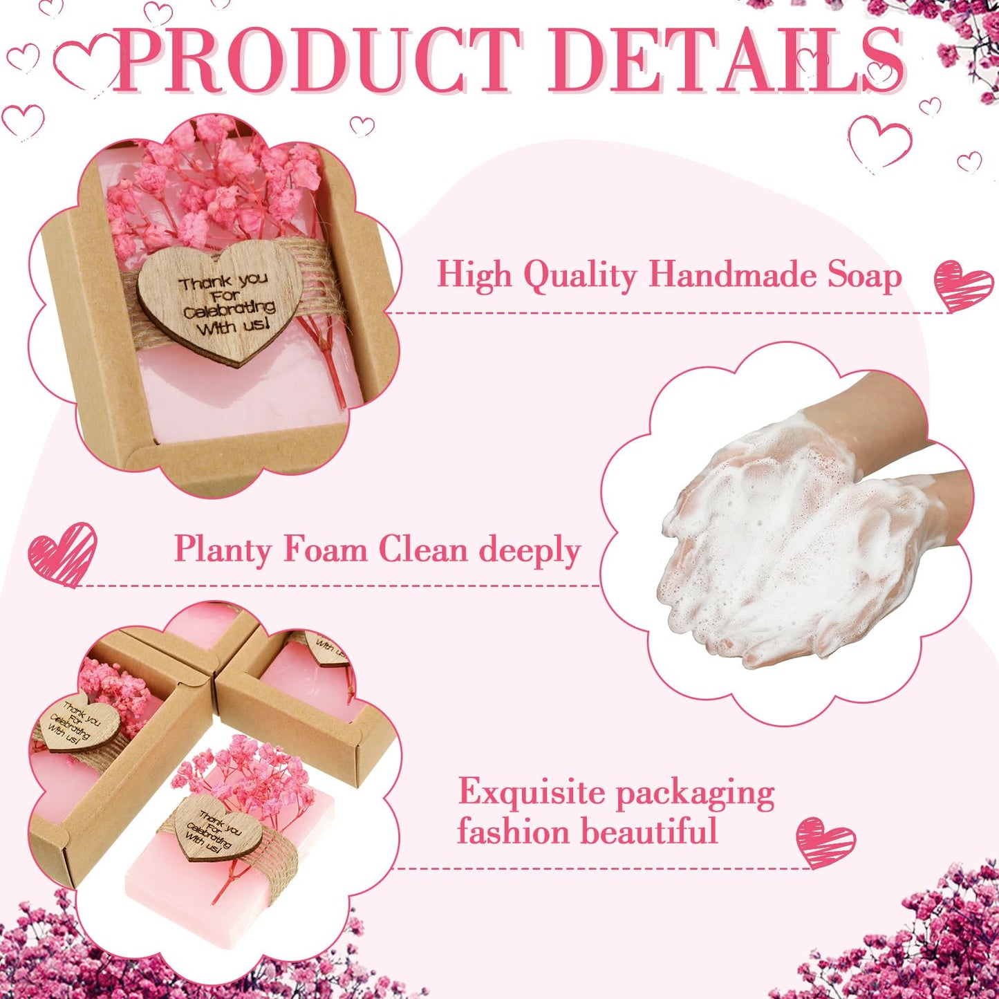 Demissle 30 Pcs Handmade Scented Soap Wedding Party Favors Gifts Bridal Shower Baby Shower Natural Soap Favors for Guests in Bulk for Wedding Souvenirs Engagement Party(White)