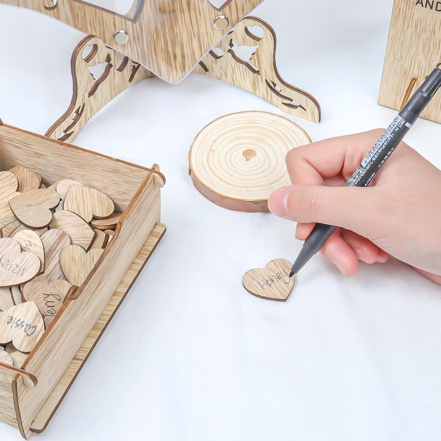 Heart Wedding Guest Book Alternative, Rustic Wooden Wedding Souvenirs with Heart Picture Frame, Heart Guest Book Drop Box, Personalized Decor Party Birthday