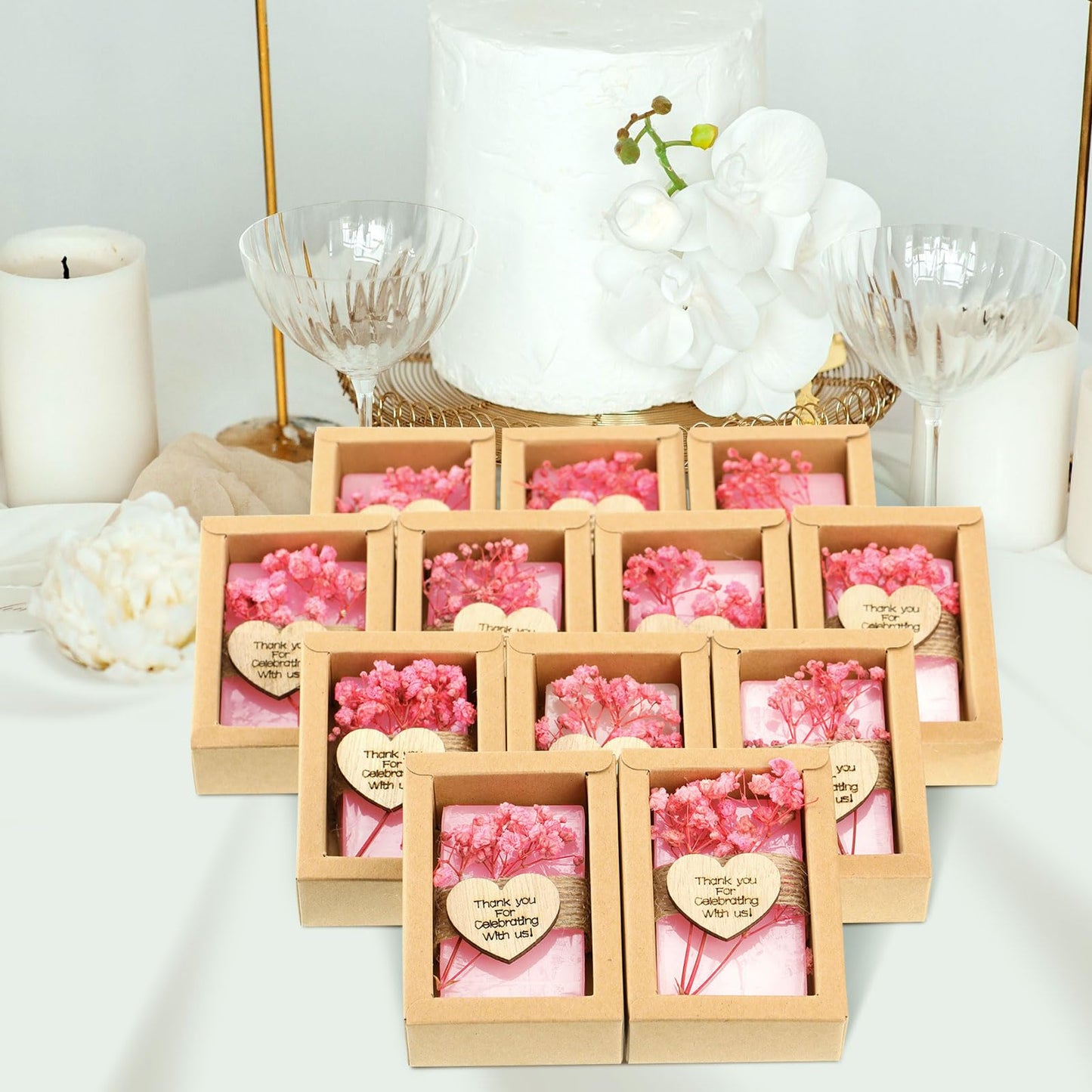 Demissle 30 Pcs Handmade Scented Soap Wedding Party Favors Gifts Bridal Shower Baby Shower Natural Soap Favors for Guests in Bulk for Wedding Souvenirs Engagement Party(White)