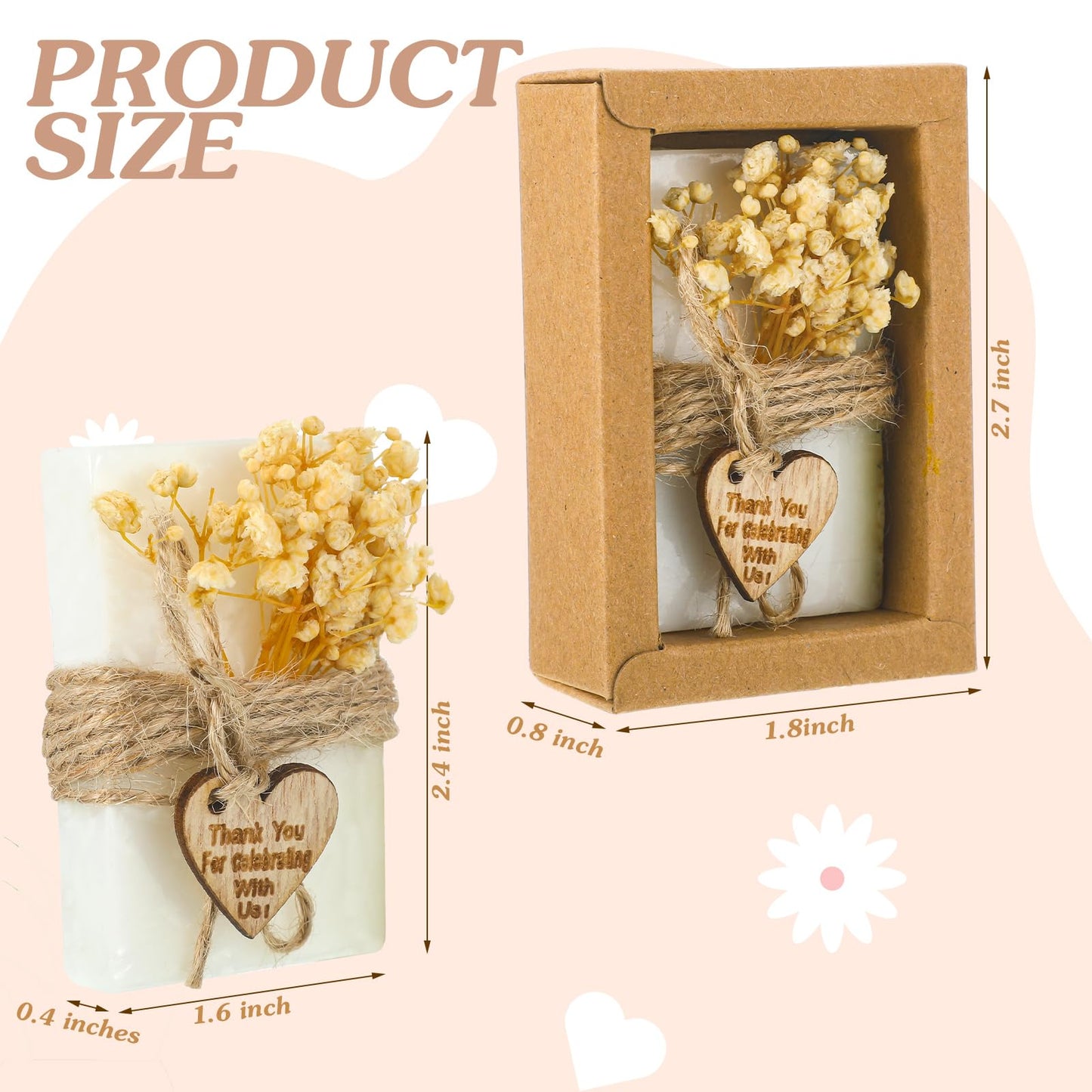 Demissle 30 Pcs Handmade Scented Soap Wedding Party Favors Gifts Bridal Shower Baby Shower Natural Soap Favors for Guests in Bulk for Wedding Souvenirs Engagement Party(White)