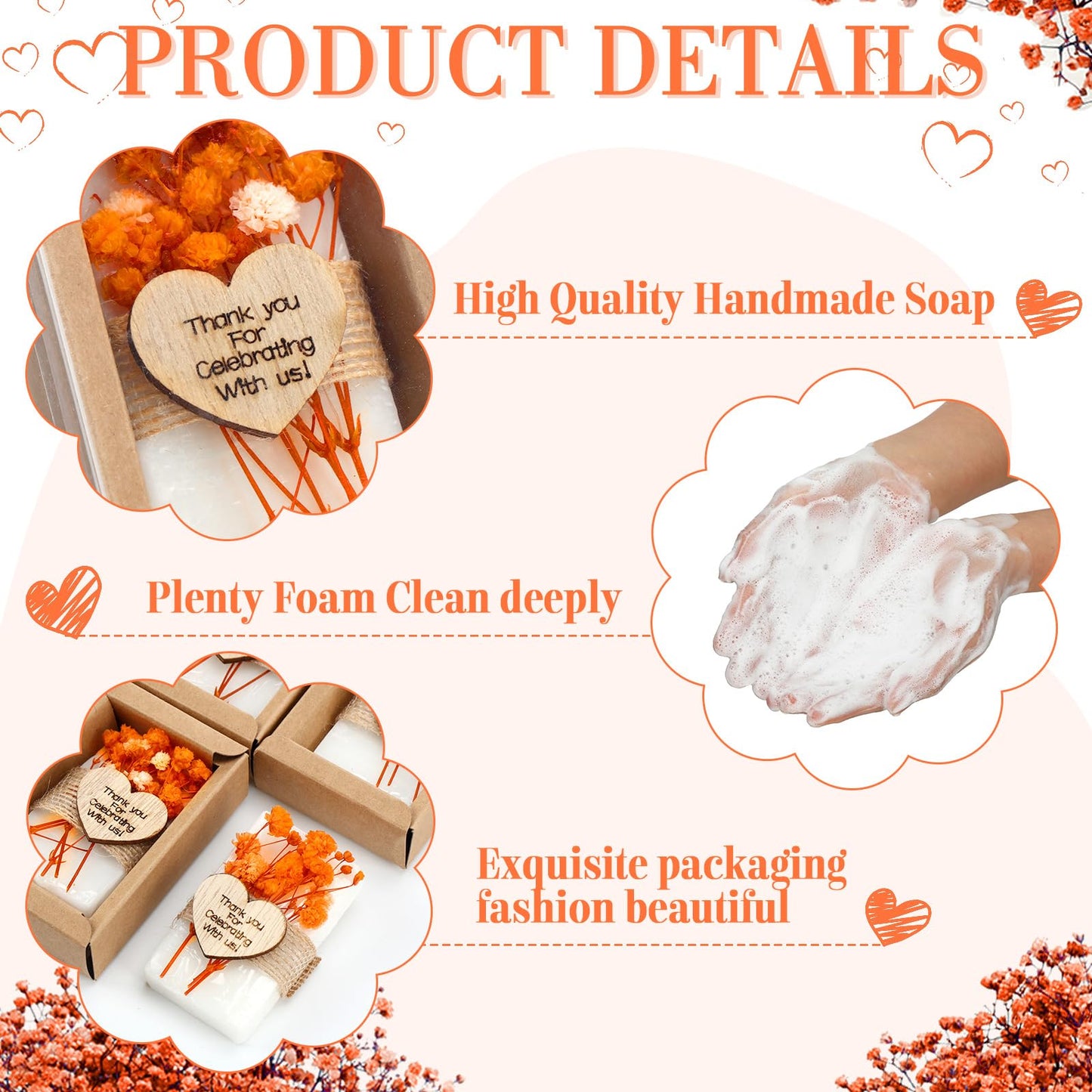 Demissle 30 Pcs Handmade Scented Soap Wedding Party Favors Gifts Bridal Shower Baby Shower Natural Soap Favors for Guests in Bulk for Wedding Souvenirs Engagement Party(White)
