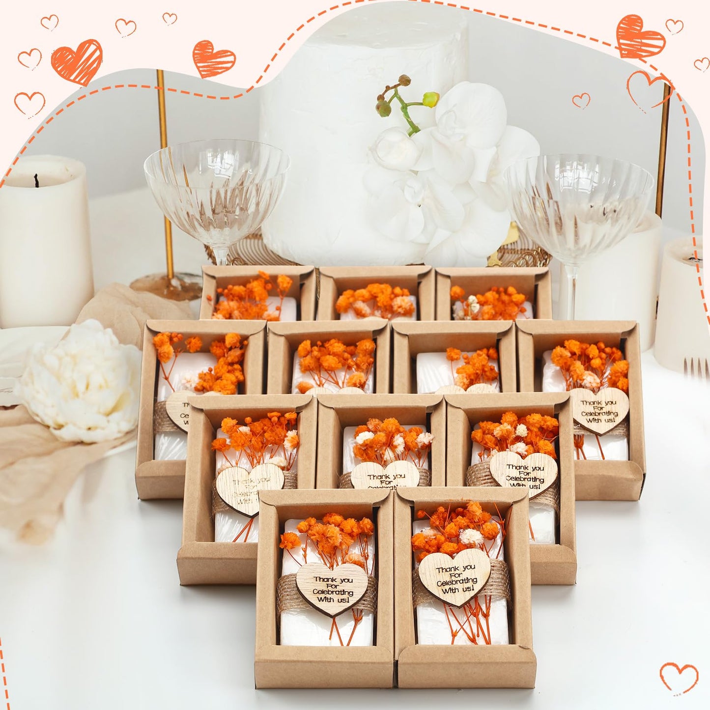 Demissle 30 Pcs Handmade Scented Soap Wedding Party Favors Gifts Bridal Shower Baby Shower Natural Soap Favors for Guests in Bulk for Wedding Souvenirs Engagement Party(White)