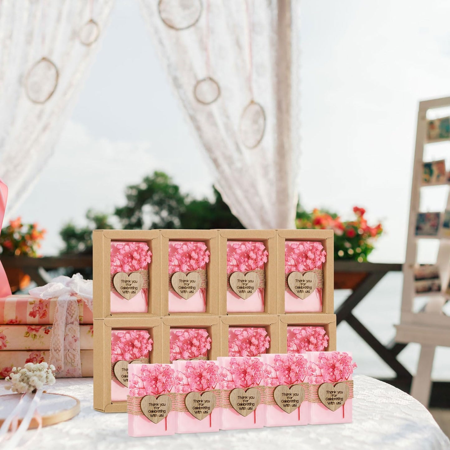 Demissle 30 Pcs Handmade Scented Soap Wedding Party Favors Gifts Bridal Shower Baby Shower Natural Soap Favors for Guests in Bulk for Wedding Souvenirs Engagement Party(White)