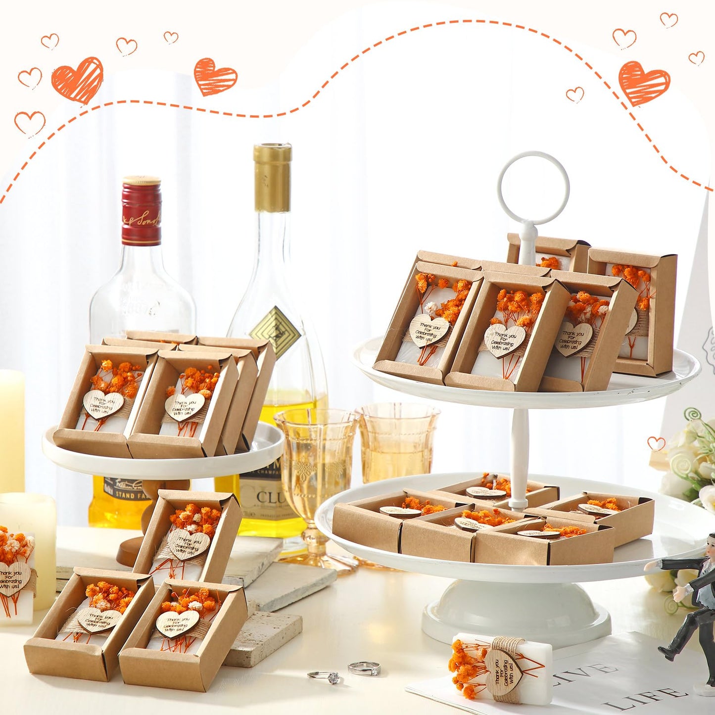 Demissle 30 Pcs Handmade Scented Soap Wedding Party Favors Gifts Bridal Shower Baby Shower Natural Soap Favors for Guests in Bulk for Wedding Souvenirs Engagement Party(White)