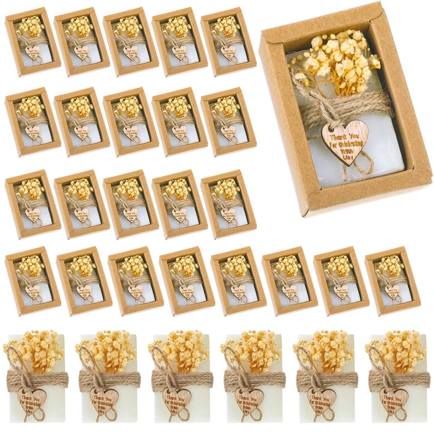 Demissle 30 Pcs Handmade Scented Soap Wedding Party Favors Gifts Bridal Shower Baby Shower Natural Soap Favors for Guests in Bulk for Wedding Souvenirs Engagement Party(White)